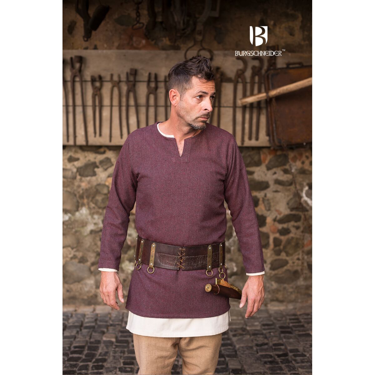 Viking túnica de espiga Tyr Burdeos/gris L