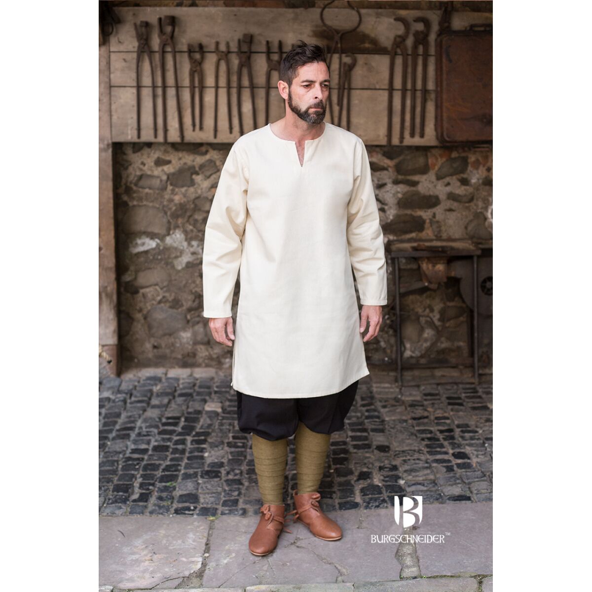 Bajo túnica medieval Leif nature XXXL