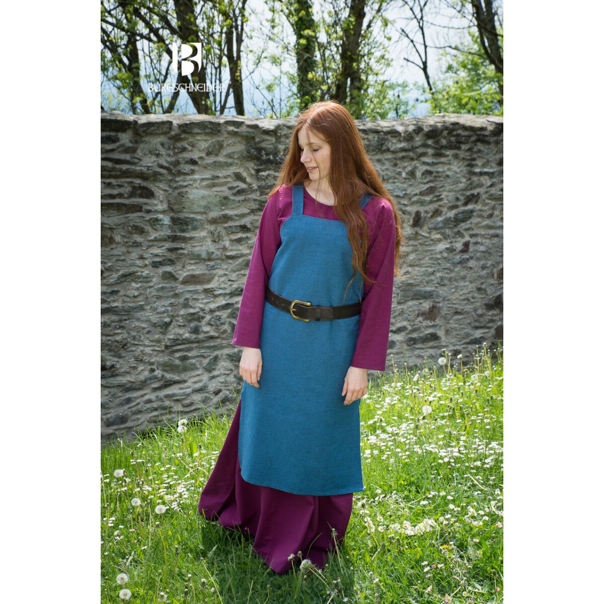 Vikingo vestido tipo correa vestido Frida algodón mar azul M