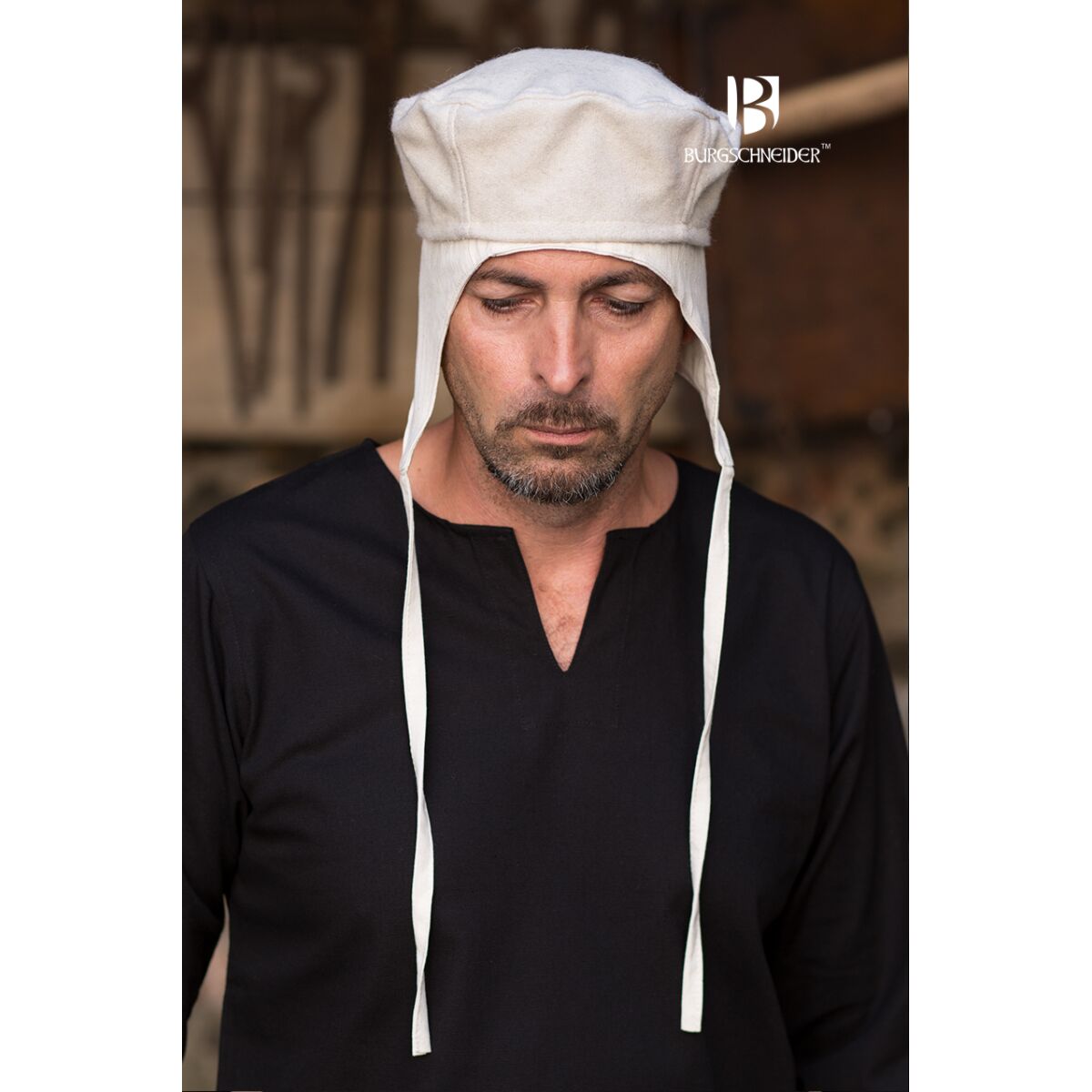 Gorro medieval Hugo natural M = 59 cm de contorno de cabeza