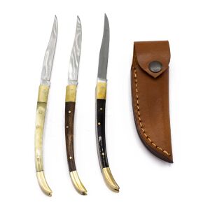 Navaja de bolsillo o plegable con funda de cuero Bandolero