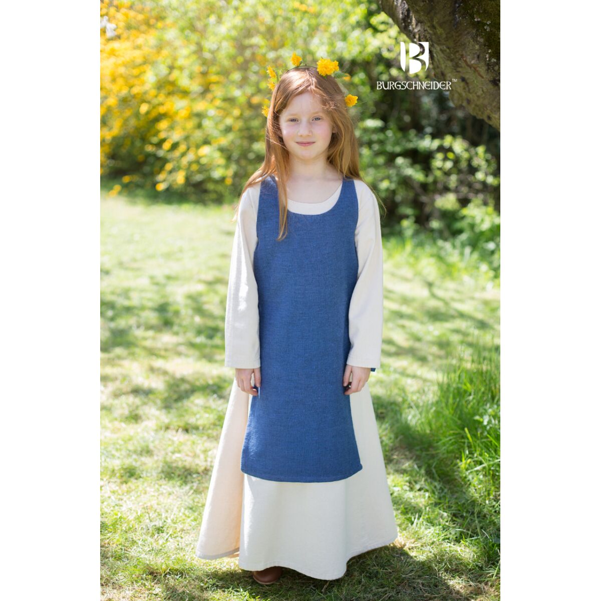 Vestido medieval infantil tipo sobrevestido Ylva Azul 152