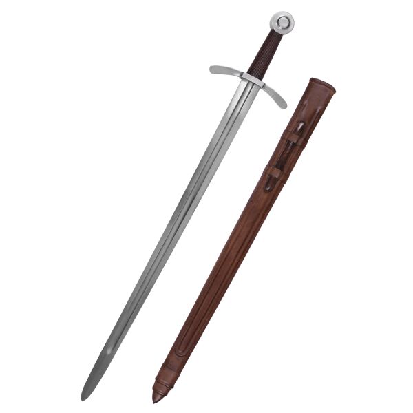 Espada medieval tipo cruzado disco pomo espada incl. vaina