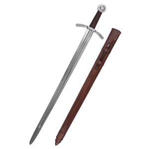 Espada medieval tipo cruzado disco pomo espada incl. vaina
