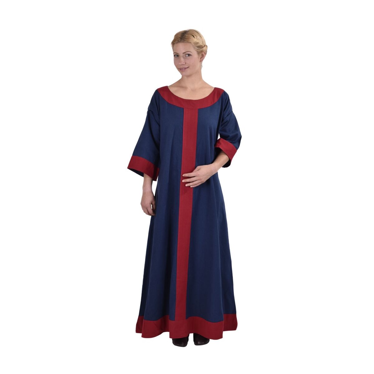 Vestido germánico Gudrun azul/rojo
